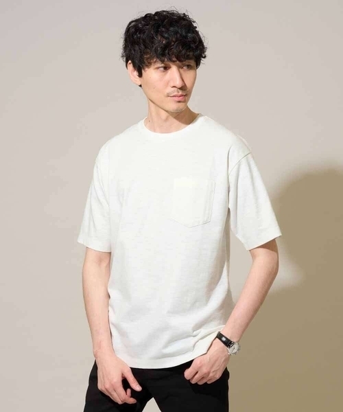 a.v.v(アーヴェヴェ)の「【接触冷感./イージーケア/洗濯機で洗える/毛玉になりにくい】スラブメランジセミワイドシルエットカットソー(Tシャツ/カットソー・メンズ・ブルー/グリーン/ホワイト・50/48/46)」の13枚目の写真