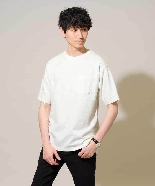 a.v.v(アーヴェヴェ)の「【接触冷感./イージーケア/洗濯機で洗える/毛玉になりにくい】スラブメランジセミワイドシルエットカットソー(Tシャツ/カットソー・メンズ・ブルー/グリーン/ホワイト・50/48/46)」の14枚目の写真