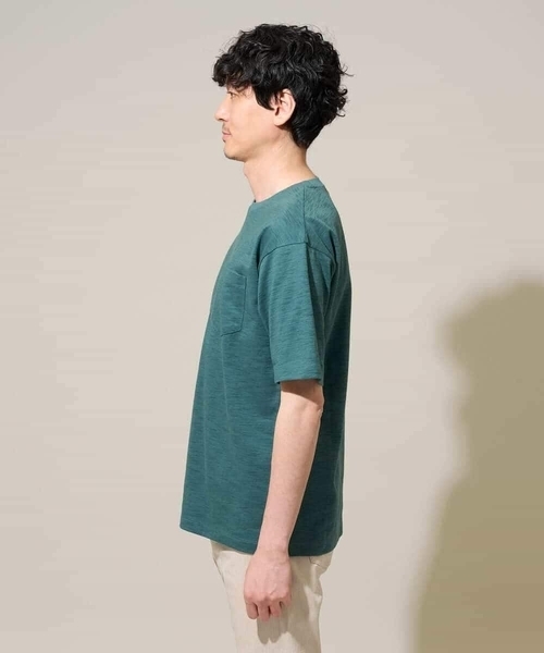 a.v.v(アーヴェヴェ)の「【接触冷感./イージーケア/洗濯機で洗える/毛玉になりにくい】スラブメランジセミワイドシルエットカットソー(Tシャツ/カットソー・メンズ・ブルー/グリーン/ホワイト・50/48/46)」の15枚目の写真