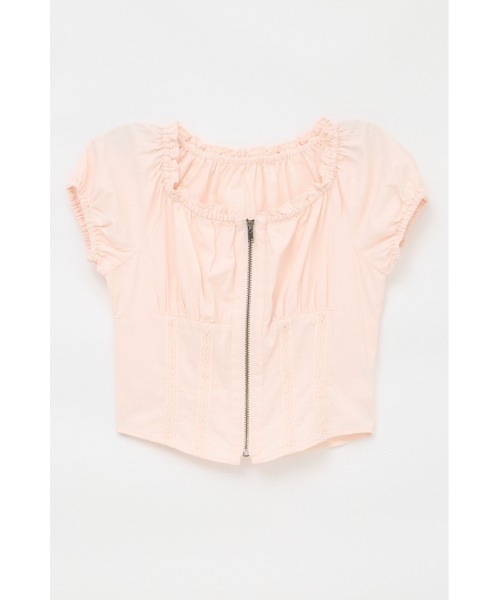 LAGUA GEM(ラグアジェム)の「2WAY ZIP COTTON トップス(Tシャツ/カットソー・レディース・チャコールグレー/ホワイト/ライトピンク・FREE)」の3枚目の写真