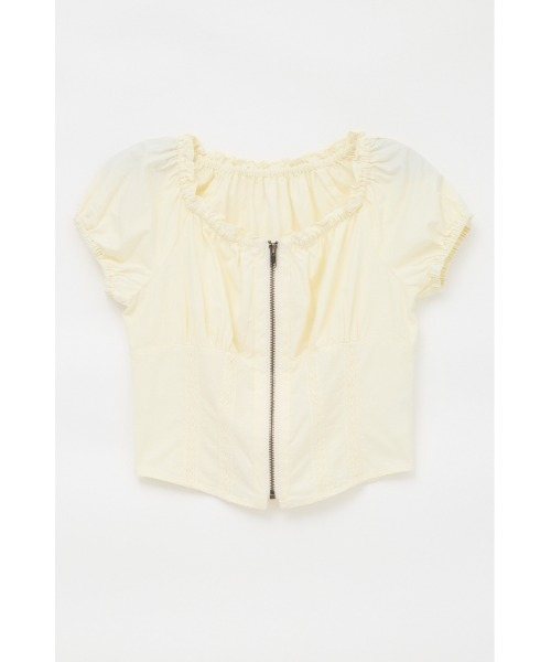 LAGUA GEM(ラグアジェム)の「2WAY ZIP COTTON トップス(Tシャツ/カットソー・レディース・チャコールグレー/ホワイト/ライトピンク・FREE)」の1枚目の写真