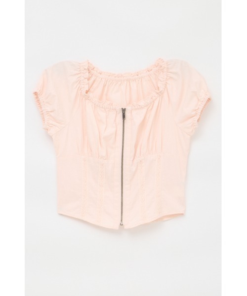 LAGUA GEM(ラグアジェム)の「2WAY ZIP COTTON トップス(Tシャツ/カットソー・レディース・チャコールグレー/ホワイト/ライトピンク・FREE)」の15枚目の写真