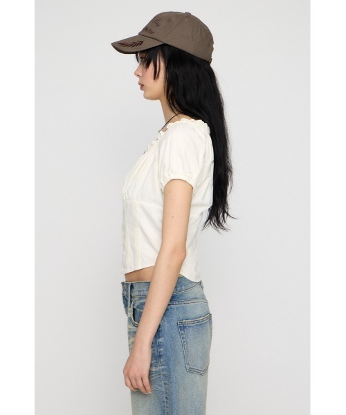 LAGUA GEM(ラグアジェム)の「2WAY ZIP COTTON トップス(Tシャツ/カットソー・レディース・チャコールグレー/ホワイト/ライトピンク・FREE)」の22枚目の写真