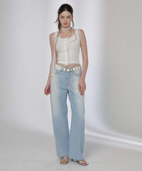 BUTTON UP（ボタンアップ）の「デイリーウォッシュドワイドデニムパンツ（デニムパンツ・レディース・その他・SMALL/LARGE/MEDIUM）」の4枚目の写真