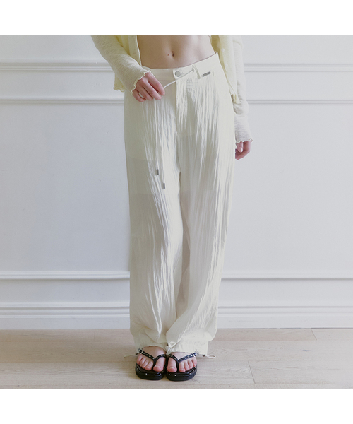 MICANE(ミケーネ)の「クリシコットン-ナイロンワイドパンツ(その他パンツ・レディース・クリーム/ブラック・LARGE/MEDIUM/X-LARGE/SMALL/X-SMALL/XX-LARGE)」の2枚目の写真
