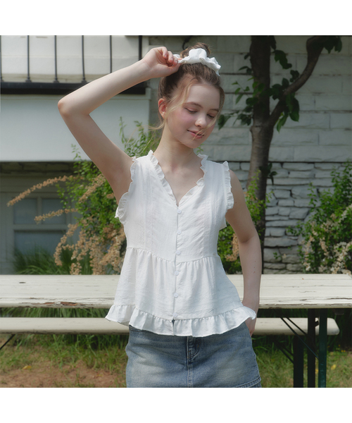MICANE（ミケーネ）の「ロリエルフリルビスチェ-スクランチセットアップ（シャツ/ブラウス・レディース・ブラック/アイボリー・X-LARGE/SMALL/MEDIUM/LARGE）」の2枚目の写真