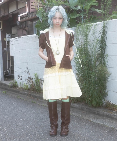 SPINNS(スピンズ)の「ワッフル半袖パーカー/フラワー/NEO森ガール(パーカー・レディース・ブラウン/アイボリー/ネイビー・ONESIZE)」の20枚目の写真