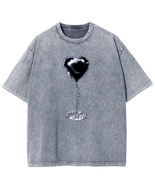GARAGE MADE(ガレージメイド)の「レディースM~Lサイズ ユニセックス ピグメントプリント BIG Tシャツ HEARTTRAP(Tシャツ/カットソー・レディース・ピンク/グリーン/ブラック/ブルー/グレー/アイボリー・S)」の3枚目の写真