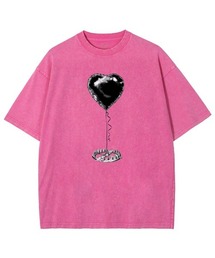 レディースM～Lサイズ　ユニセックス　ピグメントプリント　BIG　Tシャツ　HEARTTRAP
