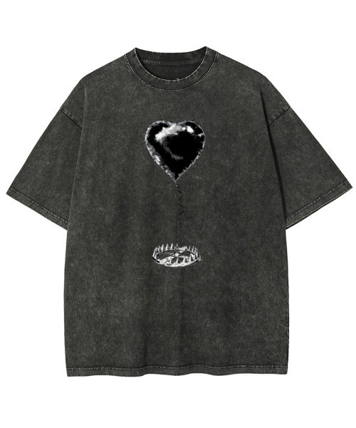 GARAGE MADE(ガレージメイド)の「レディースM~Lサイズ ユニセックス ピグメントプリント BIG Tシャツ HEARTTRAP(Tシャツ/カットソー・レディース・ピンク/グリーン/ブラック/ブルー/グレー/アイボリー・S)」の1枚目の写真