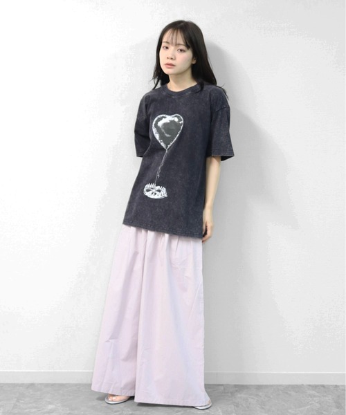 GARAGE MADE(ガレージメイド)の「レディースM~Lサイズ ユニセックス ピグメントプリント BIG Tシャツ HEARTTRAP(Tシャツ/カットソー・レディース・ピンク/グリーン/ブラック/ブルー/グレー/アイボリー・S)」の22枚目の写真