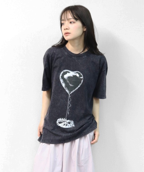 GARAGE MADE(ガレージメイド)の「レディースM~Lサイズ ユニセックス ピグメントプリント BIG Tシャツ HEARTTRAP(Tシャツ/カットソー・レディース・ピンク/グリーン/ブラック/ブルー/グレー/アイボリー・S)」の21枚目の写真
