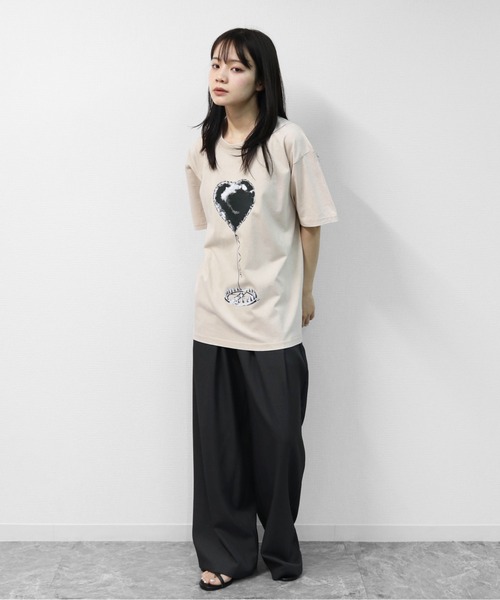 GARAGE MADE(ガレージメイド)の「レディースM~Lサイズ ユニセックス ピグメントプリント BIG Tシャツ HEARTTRAP(Tシャツ/カットソー・レディース・ピンク/グリーン/ブラック/ブルー/グレー/アイボリー・S)」の19枚目の写真