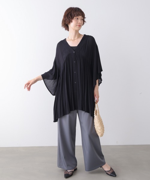 Bou Jeloud(ブージュルード)の「レーヨンクレープ羽織チュニック(Tシャツ/カットソー・レディース・ブラウン/ブラック/オフホワイト/レッド・38)」の17枚目の写真