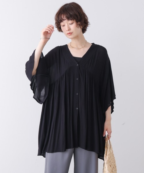Bou Jeloud(ブージュルード)の「レーヨンクレープ羽織チュニック(Tシャツ/カットソー・レディース・ブラウン/ブラック/オフホワイト/レッド・38)」の20枚目の写真