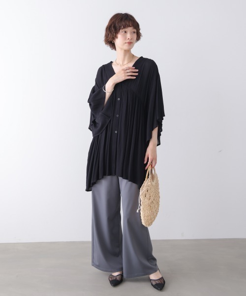 Bou Jeloud(ブージュルード)の「レーヨンクレープ羽織チュニック(Tシャツ/カットソー・レディース・ブラウン/ブラック/オフホワイト/レッド・38)」の21枚目の写真