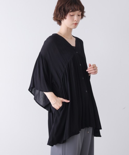 Bou Jeloud(ブージュルード)の「レーヨンクレープ羽織チュニック(Tシャツ/カットソー・レディース・ブラウン/ブラック/オフホワイト/レッド・38)」の22枚目の写真