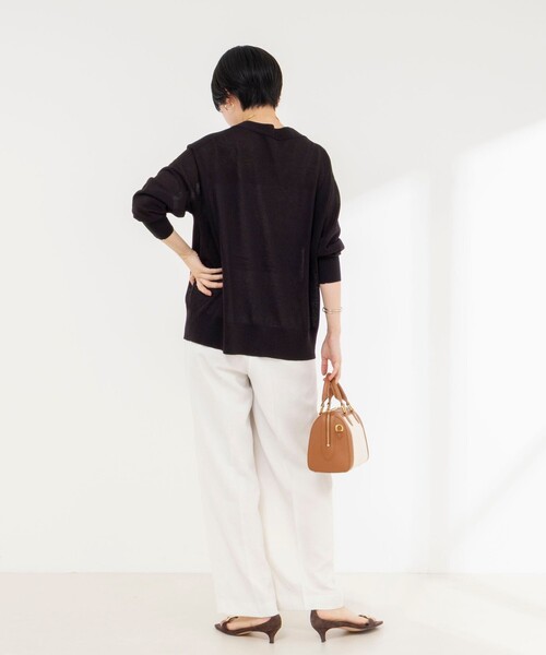 NOLLEY’S(ノーリーズ)の「《手洗い可能》リネンライクゆったりカーデ(カーディガン/ボレロ・レディース・ブラック/ライトグレー・38)」の13枚目の写真