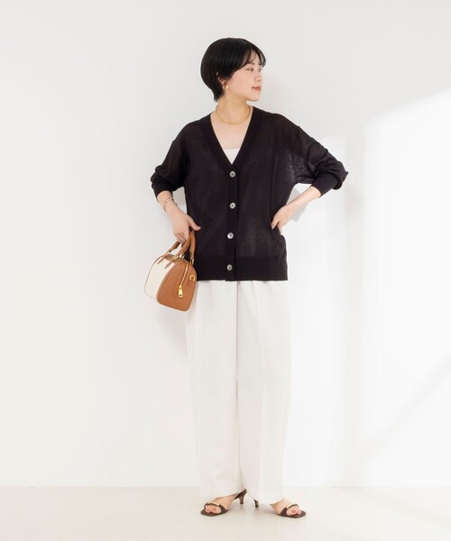 NOLLEY’S(ノーリーズ)の「《手洗い可能》リネンライクゆったりカーデ(カーディガン/ボレロ・レディース・ブラック/ライトグレー・38)」の14枚目の写真