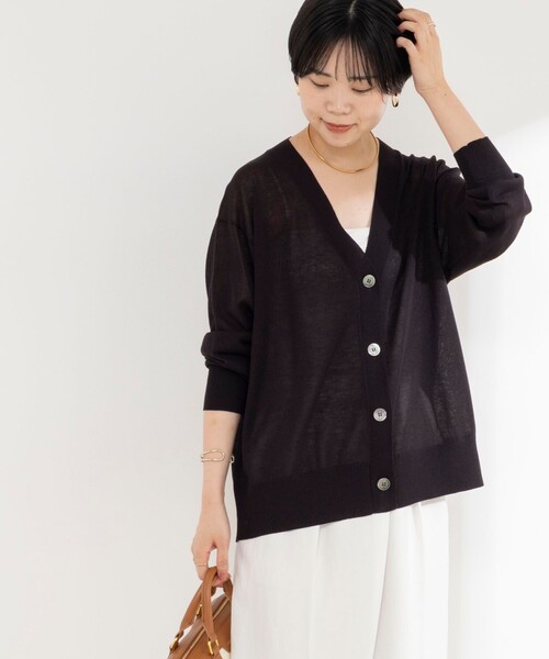 NOLLEY’S(ノーリーズ)の「《手洗い可能》リネンライクゆったりカーデ(カーディガン/ボレロ・レディース・ブラック/ライトグレー・38)」の17枚目の写真