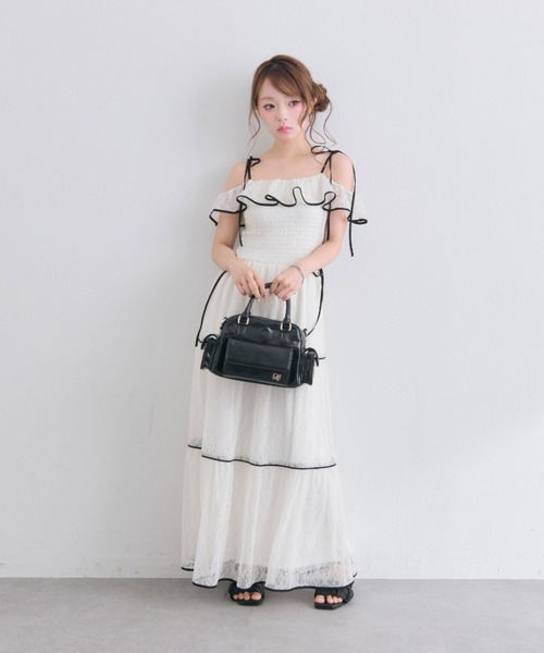 OLIVE des OLIVE(オリーブデオリーブ)の「Milky Star フリルティアードキャミワンピ(ワンピース・レディース・ブラック/ドット/アイボリー/サックスブルー・SMALL/MEDIUM)」の17枚目の写真