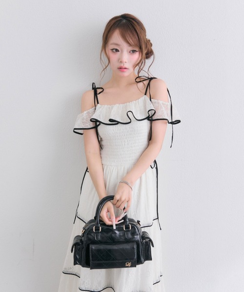 OLIVE des OLIVE(オリーブデオリーブ)の「Milky Star フリルティアードキャミワンピ(ワンピース・レディース・ブラック/ドット/アイボリー/サックスブルー・SMALL/MEDIUM)」の20枚目の写真