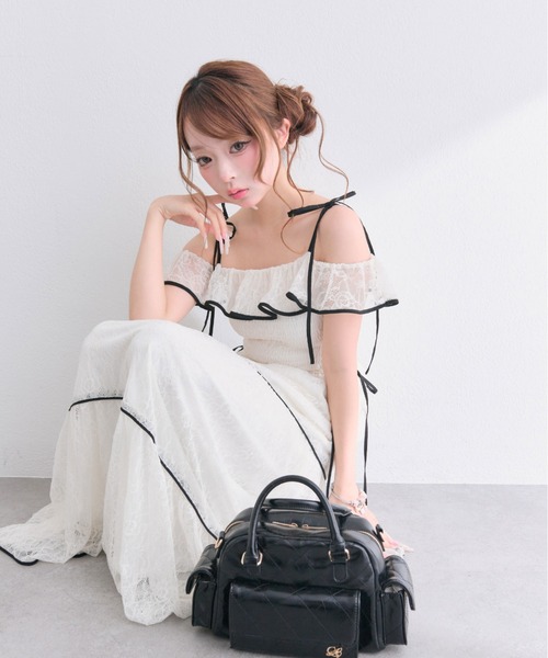 OLIVE des OLIVE(オリーブデオリーブ)の「Milky Star フリルティアードキャミワンピ(ワンピース・レディース・ブラック/ドット/アイボリー/サックスブルー・SMALL/MEDIUM)」の22枚目の写真