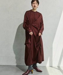 フリルカラーニットカーディガンセットワンピース 春服（シャツ