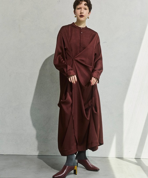 TUCK DRAPE SHIRT OP（シャツワンピース）｜OMMO（オーエムエムオー