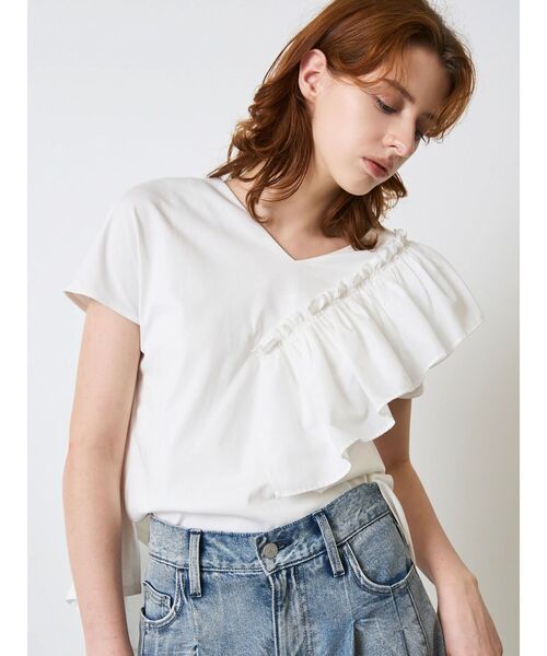 ELENDEEK(エレンディーク)の「フリルドッキングカットソー(Tシャツ/カットソー・レディース・ブラック/オフホワイト・FREE)」の8枚目の写真