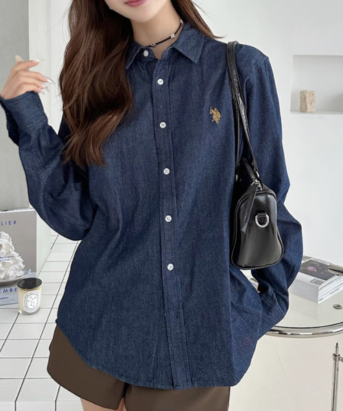 U.S. POLO ASSN.(ユーエスポロアッスン)の「【U.S. POLO ASSN. 】デニム ロングスリーブ ボタン ダウンシャツ(シャツ/ブラウス・レディース・ネイビー系/ダークグレー/ライトブルー・M/L)」の10枚目の写真