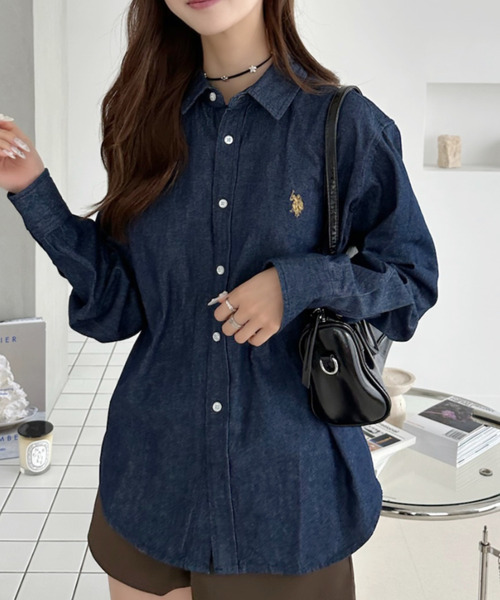 U.S. POLO ASSN.(ユーエスポロアッスン)の「【U.S. POLO ASSN. 】デニム ロングスリーブ ボタン ダウンシャツ(シャツ/ブラウス・レディース・ネイビー系/ダークグレー/ライトブルー・M/L)」の12枚目の写真