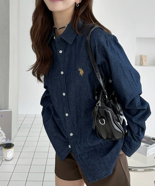 U.S. POLO ASSN.(ユーエスポロアッスン)の「【U.S. POLO ASSN. 】デニム ロングスリーブ ボタン ダウンシャツ(シャツ/ブラウス・レディース・ネイビー系/ダークグレー/ライトブルー・M/L)」の13枚目の写真