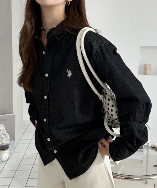 U.S. POLO ASSN.(ユーエスポロアッスン)の「【U.S. POLO ASSN. 】デニム ロングスリーブ ボタン ダウンシャツ(シャツ/ブラウス・レディース・ネイビー系/ダークグレー/ライトブルー・M/L)」の17枚目の写真