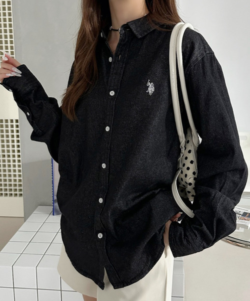 U.S. POLO ASSN.(ユーエスポロアッスン)の「【U.S. POLO ASSN. 】デニム ロングスリーブ ボタン ダウンシャツ(シャツ/ブラウス・レディース・ネイビー系/ダークグレー/ライトブルー・M/L)」の16枚目の写真