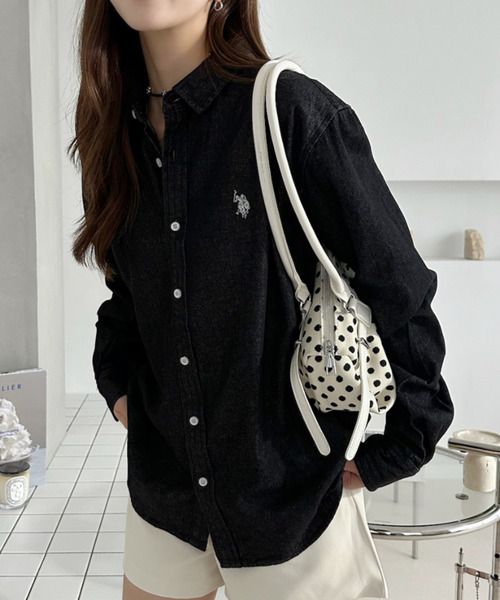 U.S. POLO ASSN.(ユーエスポロアッスン)の「【U.S. POLO ASSN. 】デニム ロングスリーブ ボタン ダウンシャツ(シャツ/ブラウス・レディース・ネイビー系/ダークグレー/ライトブルー・M/L)」の15枚目の写真