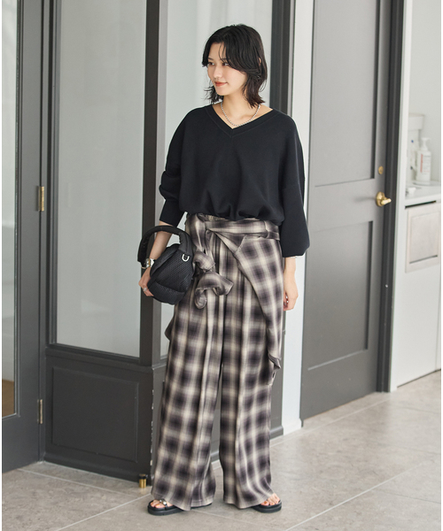 JOURNAL STANDARD(ジャーナルスタンダード)の「リヨセルチェックパンツ(その他パンツ・レディース・ブラウン/ブラック系その他・FREE)」の3枚目の写真