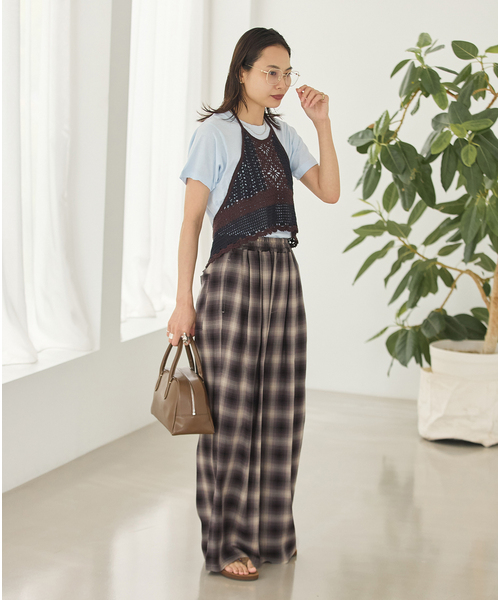 JOURNAL STANDARD(ジャーナルスタンダード)の「リヨセルチェックパンツ(その他パンツ・レディース・ブラウン/ブラック系その他・FREE)」の4枚目の写真
