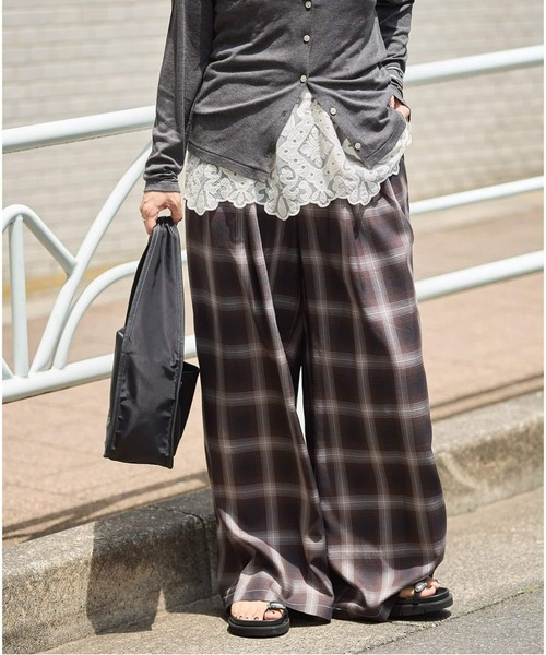 JOURNAL STANDARD(ジャーナルスタンダード)の「リヨセルチェックパンツ(その他パンツ・レディース・ブラウン/ブラック系その他・FREE)」の1枚目の写真