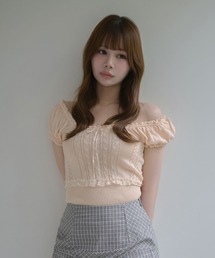 Cable lily puff knit tops/ ケーブルリリーパフニットトップス