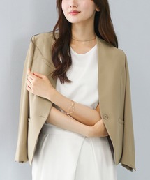WHITE JOOLA（ホワイトジョーラ）の「【 ラクして整うカセット服 】 さらさらオックス・カラーレスジャケット（スーツジャケット）」