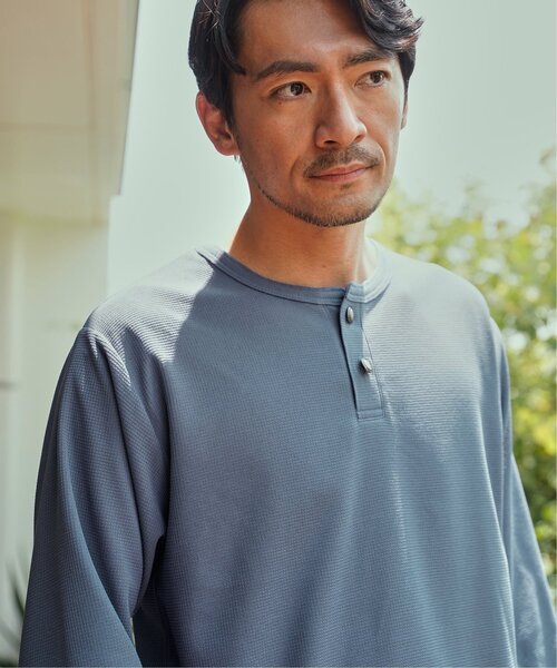 ikka(イッカ)の「【吸水速乾】ドライサーマルヘンリーネック七分袖Tシャツ(Tシャツ/カットソー・メンズ・ホワイト/ブルー/グレー/ネイビー・XL/M/L/S)」の16枚目の写真