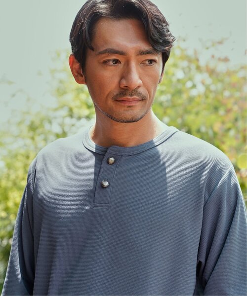ikka(イッカ)の「【吸水速乾】ドライサーマルヘンリーネック七分袖Tシャツ(Tシャツ/カットソー・メンズ・ホワイト/ブルー/グレー/ネイビー・XL/M/L/S)」の8枚目の写真