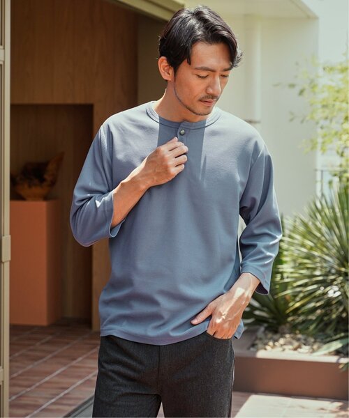 ikka(イッカ)の「【吸水速乾】ドライサーマルヘンリーネック七分袖Tシャツ(Tシャツ/カットソー・メンズ・ホワイト/ブルー/グレー/ネイビー・XL/M/L/S)」の21枚目の写真