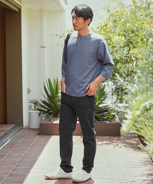ikka(イッカ)の「【吸水速乾】ドライサーマルヘンリーネック七分袖Tシャツ(Tシャツ/カットソー・メンズ・ホワイト/ブルー/グレー/ネイビー・XL/M/L/S)」の12枚目の写真