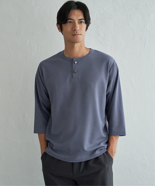 ikka(イッカ)の「【吸水速乾】ドライサーマルヘンリーネック七分袖Tシャツ(Tシャツ/カットソー・メンズ・ホワイト/ブルー/グレー/ネイビー・XL/M/L/S)」の7枚目の写真
