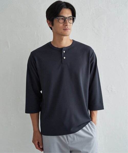 ikka(イッカ)の「【吸水速乾】ドライサーマルヘンリーネック七分袖Tシャツ(Tシャツ/カットソー・メンズ・ホワイト/ブルー/グレー/ネイビー・XL/M/L/S)」の5枚目の写真