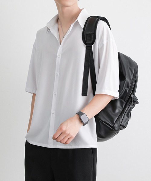 ONEP STAR(ワンピスター)の「シンプル半袖レギュラーカラーシャツ(シャツ/ブラウス・メンズ・ブラック/ホワイト/ダークグレー・MEDIUM/LARGE/X-LARGE)」の17枚目の写真