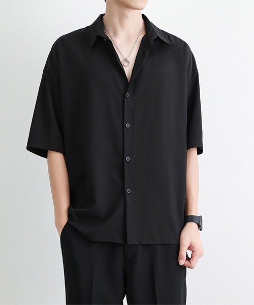 ONEP STAR(ワンピスター)の「シンプル半袖レギュラーカラーシャツ(シャツ/ブラウス・メンズ・ブラック/ホワイト/ダークグレー・MEDIUM/LARGE/X-LARGE)」の12枚目の写真