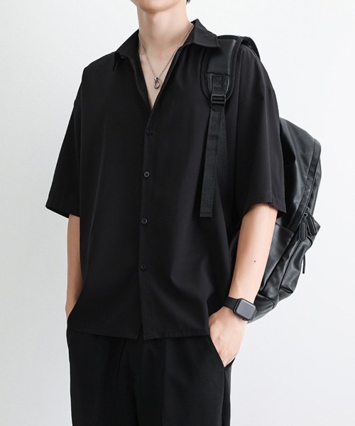 ONEP STAR(ワンピスター)の「シンプル半袖レギュラーカラーシャツ(シャツ/ブラウス・メンズ・ブラック/ホワイト/ダークグレー・MEDIUM/LARGE/X-LARGE)」の14枚目の写真